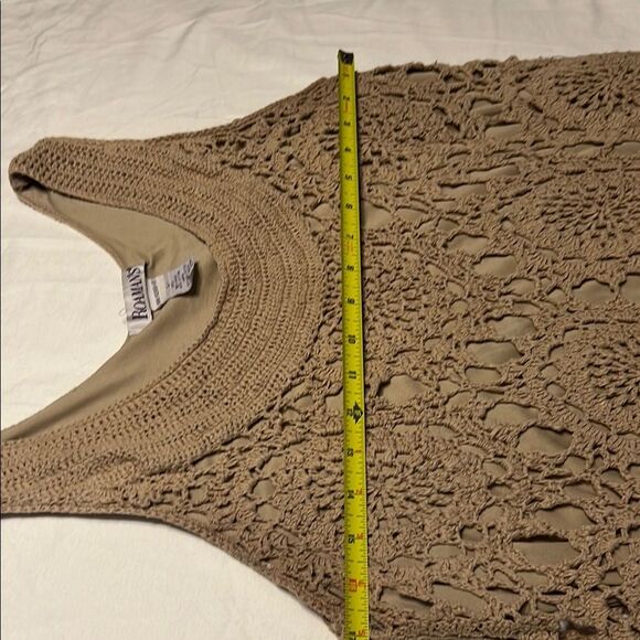 Roaman's Classic Tan Crochet Top - Picture 4 of 4